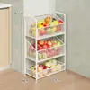 Prateleira de Armazenamento de Cozinha Multicamadas de Chão para Frutas e Legumes Carrinho Móvel Doméstico Prateleira de Armazenamento de Brinquedos para Banheiro Sala de Estar