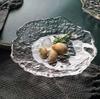 Plato de Fruta con Borde Dorado, Plato Irregular para Sushi, Plato Martillado para Hielo y Rocío, Plato para Té Glaciar, Plato de Cristal para Desayuno Flor de Hielo, Estilo Tendencia Nacional