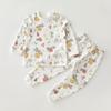 Conjunto de Ropa Interior de Primavera y Otoño para Niños, Ropa de Dormir Básica de Algodón Puro para Bebés, Estilo de Cuatro Estaciones para Niños y Niñas, Ropa Separada de Manga Larga