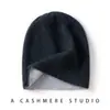 Gorro de punto casual de cachemira para otoño e invierno, nuevo, unisex, de alta gama, doble cara, grueso, cálido, a la moda