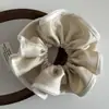 Elástico para el Pelo de Satén de Doble Capa Estilo Coreano Elegante Color Sólido Borde Fruncido Flor de Tela para el Pelo Anillo para Coleta