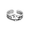 Anillo para Dedo Índice de Tres Capas con Diseño de Estrella y Luna de Apertura Estilo Frío Popular en Internet Ins para Mujer Anillo Personalizado de Plata S925