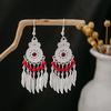 Pendientes con borlas de plata estilo étnico Miao, pendientes con borlas de turquesa bohemios, pendientes con atracciones turísticas de minorías étnicas