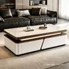 Juego de mesa de centro de doble capa 2026, diseño simple y moderno, adecuado para apartamentos pequeños, estilo de lujo ligero, con almacenamiento, hecho de tablero artificial