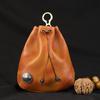 Cartera de Monedero Vintage de Piel de Vaca de Primera Capa, Bolsita para Auriculares y Llaves, Bolsita para Joyería, Riñonera, Bolsa de Almacenamiento con Cordón, Retro