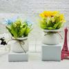 Vaso Envasado de Girassol com Punho Bonsai Casamento Decoração Guia de Caminho de Casamento Flor Artificial Decoração de Planta Envasada para Sala de Estar Doméstica Ornamentos de Plástico
