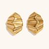 Moda Transfronteriza Europea y Americana Simple Acero Inoxidable Chapado en Oro de 18K Fundición Botón Redondo Patrón de Cáñamo Pendientes Colgantes Flor de Cerezo