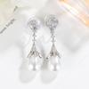 Pendientes de perlas de estilo francés, clásicos, dorados, retro, de verano, de alta gama, para mujer, sin agujeros para las orejas, con placa de incienso antimosquitos, clip para las orejas, borla larga