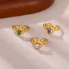 Anillo de Acero Inoxidable Nuevo Europeo y Americano con Circonita y Perla de Imitación Anillo Chapado en Oro para Mujer Anillo Pequeño Fresco de Acero de Titanio con Forma de Serpiente Accesorios