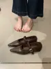 Sapatilhas femininas retrô estilo francês com estampa de leopardo em camurça, bico fino, corte baixo, sola macia, sapatilhas casuais, Mary Janes de tira única