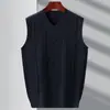 Suéter de lana grueso para hombre de otoño e invierno, suéter de punto grueso con cuello en V y cremallera, suéter de punto casual de talla grande para usar como base