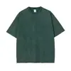 Camiseta Pesada Lavada Floco de Neve 230g, Unissex, Estilo Retro Americano, Algodão Puro, Modelagem Solta, Manga Curta, Atacado Transfronteiriço