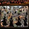 Pegatinas Estáticas de Halloween al por Mayor Silueta Bruja Fantasma Calabaza Pegatinas de Pared Decoración Sala de Estar Pared de Cristal Pegatinas para Ventana