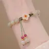 TikTok Mesmo Estilo Hotan Yu Flor de Pessegueiro Pulseira Feminina Ins Design de Nicho Corda com Contas Pulseira de Água Presente de Tanabata para Namorada