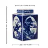 Nuevo Jarrón Cerámico Cuadrado Azul y Blanco Estilo Chino con Patrones de Paisaje y Pájaros, Recipiente para Arreglos Florales, Adorno Decorativo Suave para Sala de Estar, Porcelana
