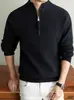 Suéter de punto grueso para hombre, 700g, con cuello alto y cierre de cremallera, de manga larga, moderno, casual, versátil, cálido y cómodo, disponible para venta al por mayor