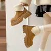 Botines Retro de Ante con Suela Gruesa para Mujer, Otoño/Invierno 2026, Tacón de Plataforma, Forrados de Felpa, Engrosados, Botas de Algodón de Moda, Botas Martin