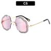 Gafas de sol sin montura preciosas y elegantes para mujer, gafas de sol con incrustaciones de diamantes europeas y americanas transfronterizas, gafas de sol para fiesta de gala