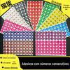 Etiquetas Adesivas Digitais Redondas Coloridas Numeradas de 1 a 100 para Crachás de Trabalho, Roupas, Sapatos, Adesivos Numéricos Coloridos à Prova d'Água