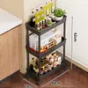 Estante de almacenamiento de huecos de cocina multicapa, carrito para huecos estrechos, solución de almacenamiento ultranarrow para el lateral del refrigerador, estante móvil de pie