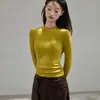 # Rechaza ser voluminoso # Forro Polar Fino Cepillado EcoSilk con Cuello Alto Camiseta de Manga Larga para Mujer para Otoño e Invierno, Top Cálido