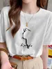 Camiseta Branca de Algodão com Manga Curta e Gola Redonda, Estampa de Floco de Neve, Tendência Verão 2026, Moda Feminina Casual, Camiseta Básica Fina