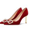 Tacones Altos de Punta con Hebilla de Pedrería para Mujer Otoño 2025 Nuevo Sexy Elegante Gamuza Versátil Zapatos de Aguja Profesionales para Mujer