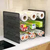 Estante de almacenamiento para film de cocina ondulado, estante multicapa apilable sin taladro para el interior del gabinete, escurridor de rejilla para cucharas y tenedores