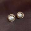 Brincos de Pérola Espiral com Zircônia Microincrustada, Brincos de Design Espiral Niche da Moda, Brincos de Pérola Elegantes e Estilosos de Celebridade da Internet
