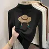 Camiseta de manga comprida com gola alta para meninas, camada base com forro de fleece, novo estilo outono/inverno 2026, top casual infantil com forro de fleece