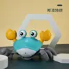 Juguete de Cangrejo Eléctrico de Inducción de Escape para Niños Cangrejo de Simulación Gateo Automático con Evasión de Obstáculos Música Recargable Rompecabezas para Bebé