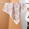 Pañuelo pequeño cuadrado de algodón y lino con estampado de espiga estilo "old money", pañuelo para la cabeza tipo terciopelo sedoso, chal protector solar para el cuello para mujer