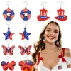 Pendientes del Día de la Independencia de Amazon Joyería Europea y Americana Fiesta Decoración de Fiesta Pendientes Brillantes Estrella Bandera Pendientes de Mariposa