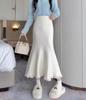 Borla malha fishtail saia para as mulheres outono einverno Nova Moda cor sólida mid-length versátil design elegante