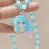Set de Collar Luminoso de Perlas de Sirena para Niños Estilo Princesa de Dibujos Animados Forma de Concha Joyería para Niñas Regalo Lindo