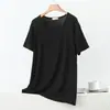 Nueva camiseta de verano para mujer, modelo modal, cuello redondo, talla grande, manga corta, camisa base casual holgada