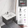 Conjunto de armário de banheiro economizador de espaço em ardósia, lavatório simples para espaços pequenos, lavatório integrado para lavar as mãos