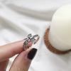 Plata Esterlina S925 Estilo Coreano Moda Trendy Lazo Diamante Personalizado Retro Viejo Anillo Abierto Anillo para Mujer