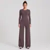 Conjunto de Ropa de Yoga Transfronterizo Ajustado Secado Rápido Camiseta de Manga Larga Top Correr al Aire Libre Fitness Pantalones Rectos Sueltos Conjunto