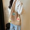 Bolsa Tote Nicho Estilo Coreano 2025 Primavera e Verão Nova Bolsa Feminina Bolsa de Mão Tecida com Flores Bolsa de Ombro Recortada de Grande Capacidade