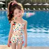 Traje de baño con protección solar de lunares coloridos para niña, tipo kimono, verano 2026, nuevo y elegante, cárdigan de dopamina, traje de baño para niños