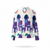 Top plissado de gola semimédia com padrão geométrico abstrato estilo Miyake para mulheres, nova blusa básica slim fit outono/inverno 2026