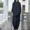 26 Camisa Feminina de Outono Retrô Estilo Chinês com Gola Alta, Comprimento Médio, Botões Diagonais e Fechamento por Botões, Top de Linho, Roupa Inspirada em Zen para Cerimônia do Chá