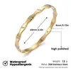 Pulsera de acero inoxidable con incrustaciones de diamantes en forma de ola dorada para mujer, pulsera espejo versátil de moda de lujo ligero, superventas transfronterizo