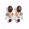 Pendientes de Botón Geométricos Ovalados Redondos de Resina Acrílica Estilo Retro Europeo con Borlas Pendientes de Moda Transfronteriza Meilade para Mujer