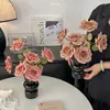 Manta Rosa Estampada com Flor Artificial Cappuccino Francês Luxo Acessível Flor de Mesa de Alto Padrão Decoração para Arranjo de Flores de Salão de Casamento