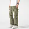 2024 Pantalones Nuevos de Bobina para Hombre Primavera y Verano Sueltos Rectos Bolsillo Irregular Casual Combinable