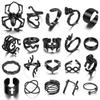 Juego de Anillos Combinados Apilables de Personalidad Creativa Europea y Americana Juego de 20 Piezas Anillo Negro Sentido del Diseño Nicho Simple