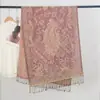 Nuevo Chal de Estilo Étnico Retro Imitación Cachemir, Transfronterizo Largo Jacquard Paisley Cálido para Viaje con Borlas