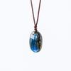 Pendente de Pedra Bruta de Cristal Natural Labradorita Transfronteiriço Colar de Pedra da Lua Azul Joias Femininas Atacado em Estoque